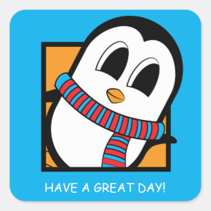 Cute Penguin Square Sticker