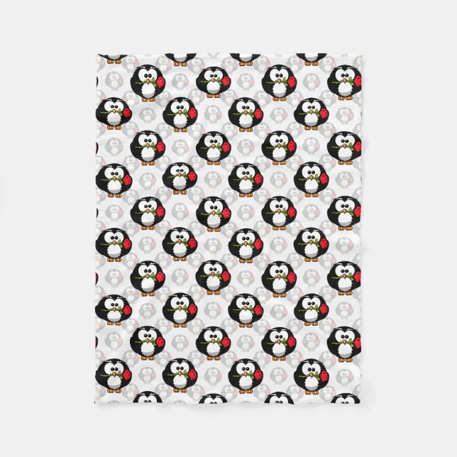 Cute Penguin Surface Pattern Design Print Fleece Blanket (Front)
