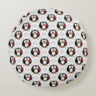 Cute Penguin Surface Pattern Design Print Round Cushion