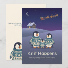 Cute Penguin Sweater Family | Witty Christmas Flat