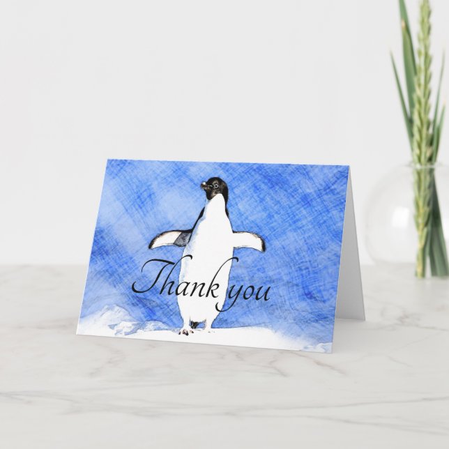 Cute penguin thank you card (Front)