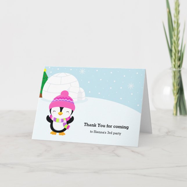 Cute penguin thank you card (Front)