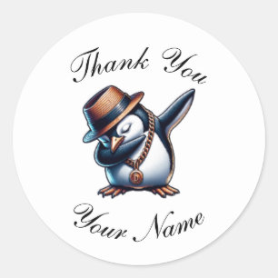 Cute Penguin Thank You Classic Round Sticker