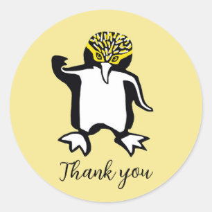 Cute PENGUIN - Thank you - Yellow Classic Round Sticker