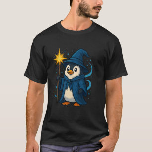 Cute Penguin The Blue Wizard Bird Wielding Magic M T-Shirt