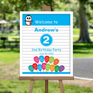 Cute Penguin theme Party Welcome poster