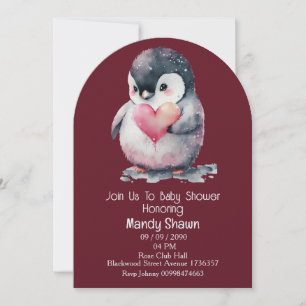 Cute Penguin themed Baby Shower Invitation