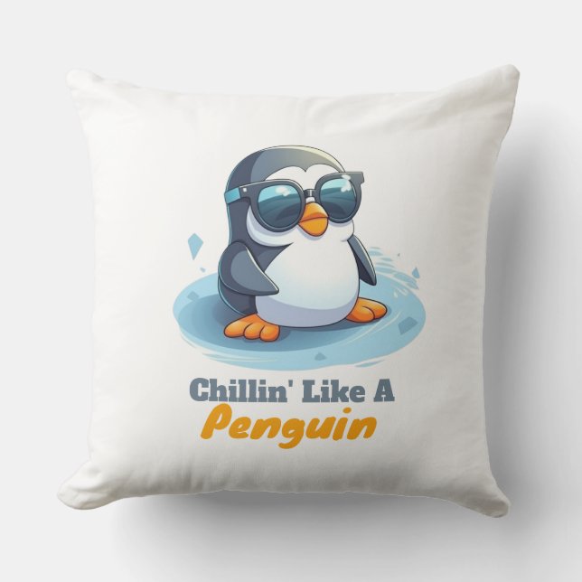 Cute Penguin Throw Pillow Gift Living room (Front)