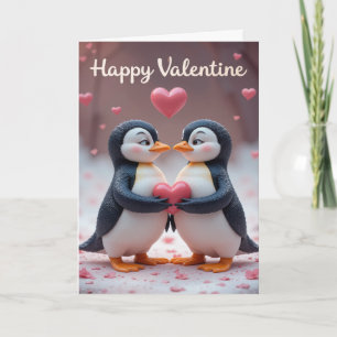 Cute Penguin Valentine Adorable Couple Love  Holiday Card