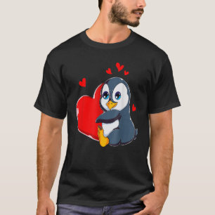 Cute Penguin Valentines Day Holding Heart My Valen T-Shirt