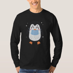 Cute Penguin Wearing Face Masks Funny Penguin Mask T-Shirt
