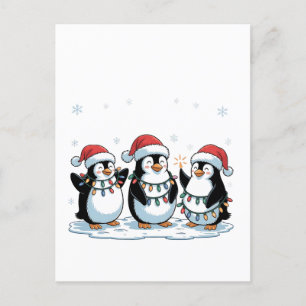 Cute Penguin Wearing Santa Hat Xmas Penguin Lover Holiday Postcard