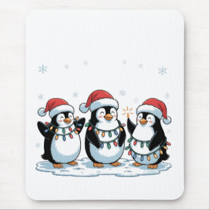 Cute Penguin Wearing Santa Hat Xmas Penguin Lover Mouse Mat