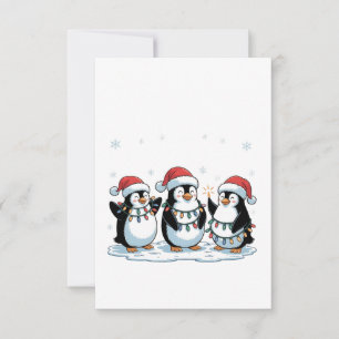 Cute Penguin Wearing Santa Hat Xmas Penguin Lover Thank You Card