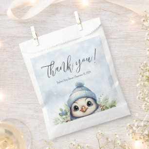 Cute Penguin Winter Baby Shower Blue Snow Favour Bags