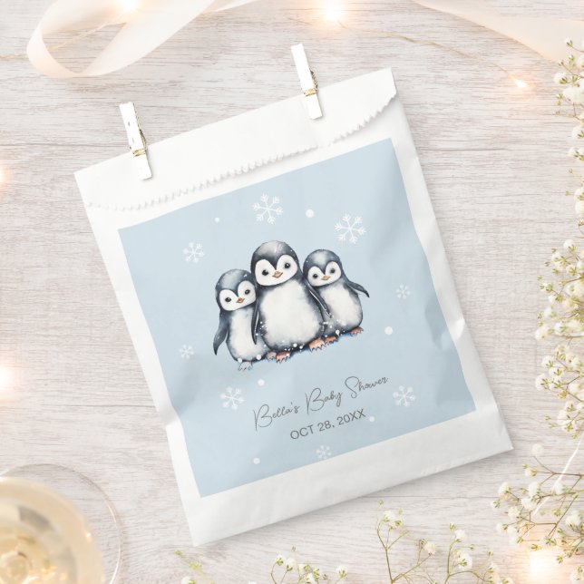 Cute Penguin Winter Baby Shower Favour Bags (Clipped)
