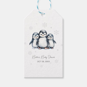 Cute Penguin Winter Baby Shower Gift Tags