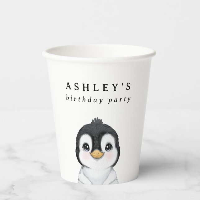Cute Penguin Winter Baby Shower Paper Cups (Front)