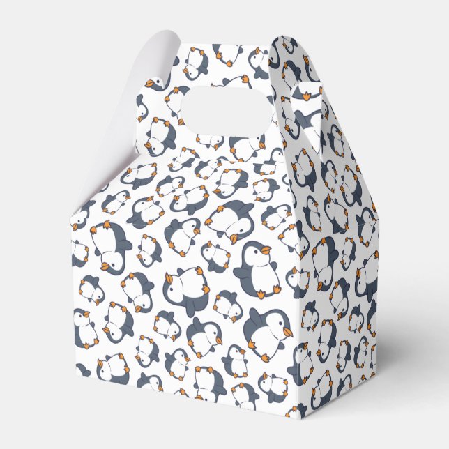 Cute Penguin Winter Kids Birthday Party Favour Box (Front Side)