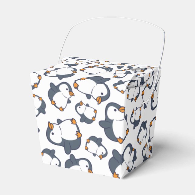 Cute Penguin Winter Kids Birthday Party Favour Box (Front Side)
