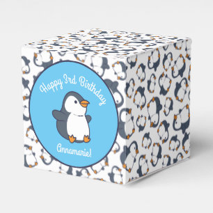 Cute Penguin Winter Kids Birthday Party Favour Box