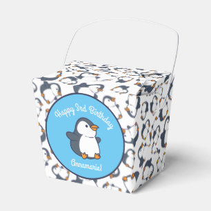 Cute Penguin Winter Kids Birthday Party Favour Box