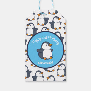 Cute Penguin Winter Kids Birthday Party Gift Tags