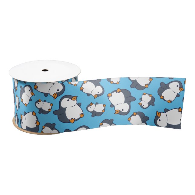 Cute Penguin Winter Kids Birthday Party Satin Ribbon (Spool)