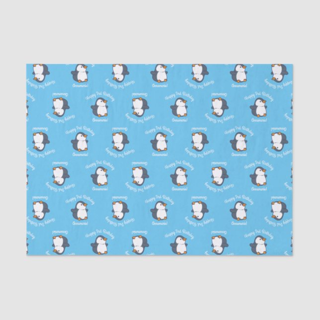 Cute Penguin Winter Kids Birthday Party Tissue Paper (Front)