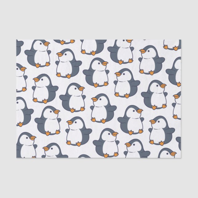 Cute Penguin Winter Kids Birthday Party Tissue Paper (Front)