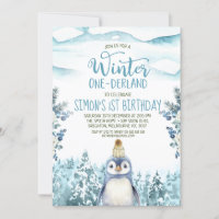 Cute Penguin Winter Onederland Birthday