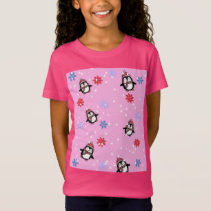 Cute Penguin Winter Pattern – Snowflakes T-Shirt