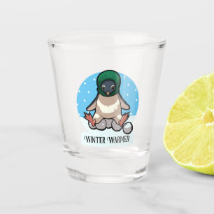 Cute Penguin Winter Warmer Funny Balaclava Cartoon Shot Glass