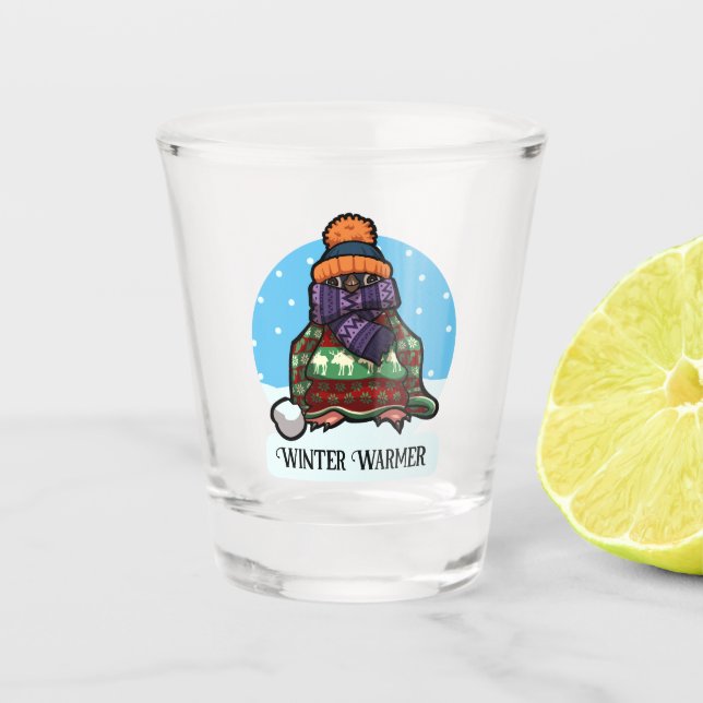Cute Penguin Winter Warmer Xmas Jumper Cartoon Shot Glass (Front)