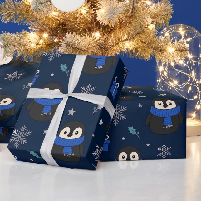 Cute Penguin Winter Wrapping Paper  (Holidays)