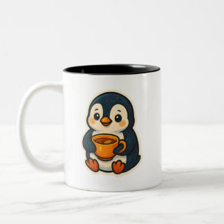 Cute penguin with a cup of tea