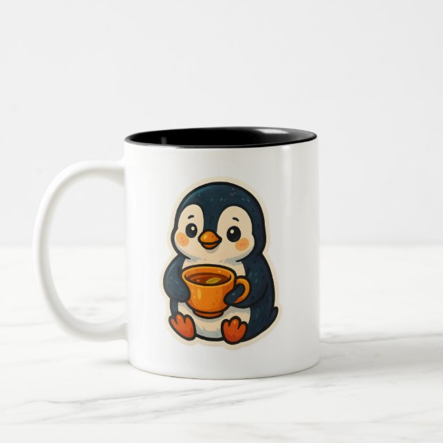 Cute penguin with a cup of tea (Left)