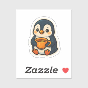 Cute penguin with a cup of tea