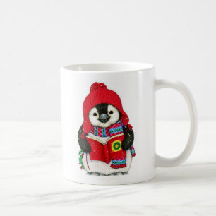 Cute Penguin With Christmas Carol Christmas Holly Coffee Mug