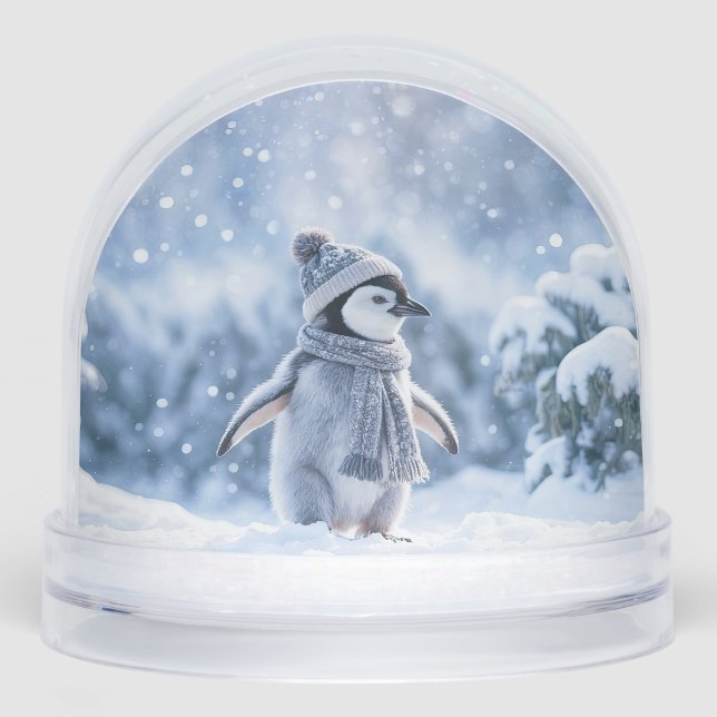 Cute Penguin with Hat and Scarf Christmas Holiday Snowglobe (Front)