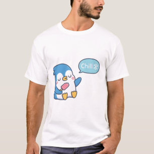 Cute Penguin With Popsicle Says Chill T-Shirt