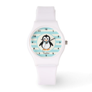 Cute Penguin with Turquoise Bowtie Watch