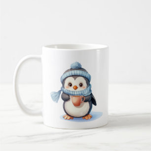 Cute Penguin with Winter Clothes and Cup