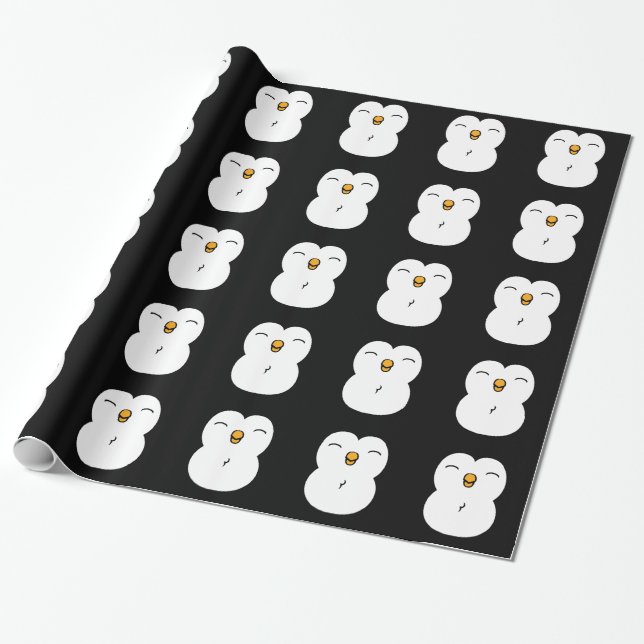 Cute Penguin Wrapping Paper (Unrolled)