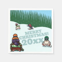 Cute Penguins Add The Year Merry Christmas! Winter
