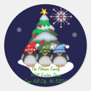 Cute Penguins Address Custom sticker