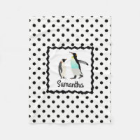 Cute Penguins, B&W polka dots, personalise w name