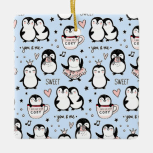 Cute Penguins Ceramic Ornament
