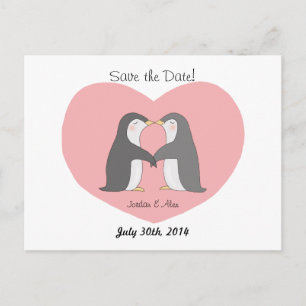 Cute Penguins Couple Save the Date Postcard
