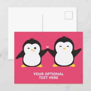 Cute Penguins custom text & colour Postcard